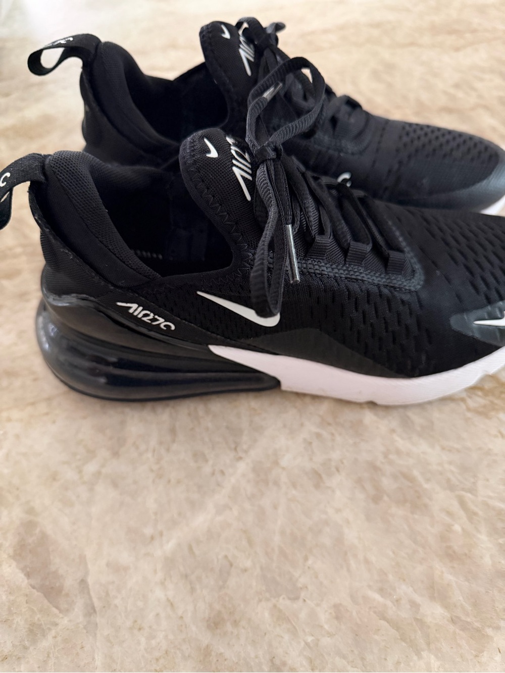 Nike Kids Black and White Air Max 270-Style Sneakers